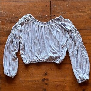 Free People Soft Gray Ruched Blouse